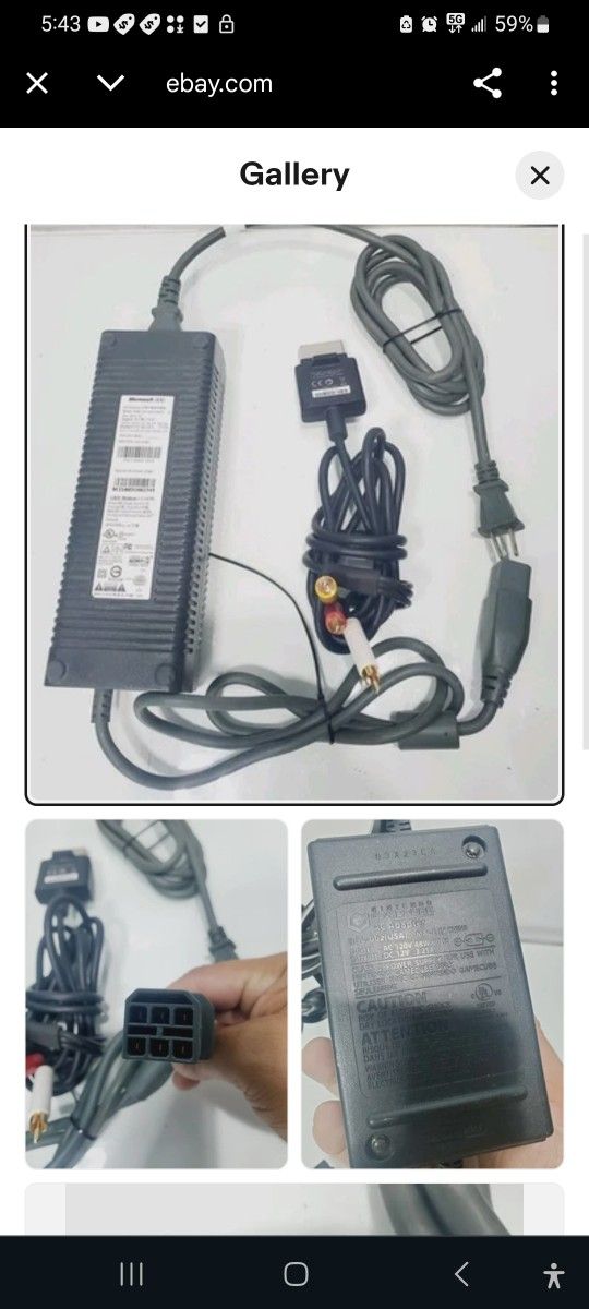 Official Microsoft Xbox 360 Fat Power Supply Cord Brick Adapter! ~ Authentic!