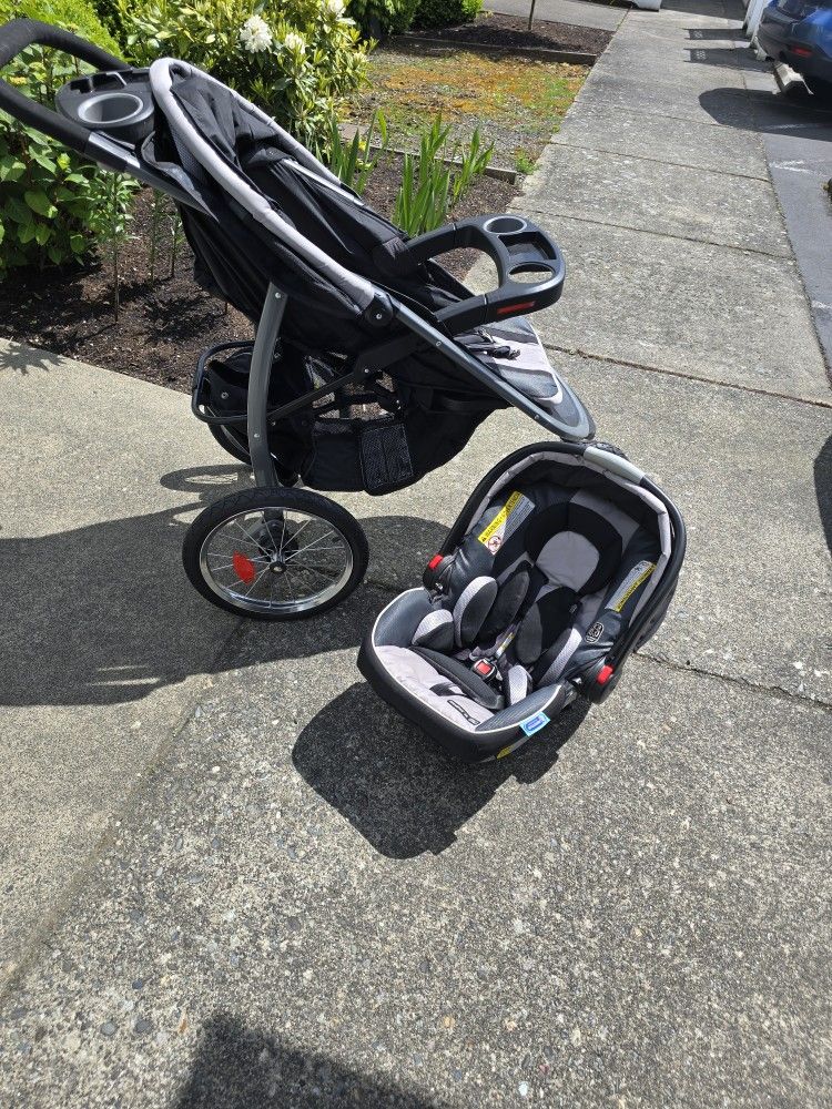 Gently used FastAction Fold Jogger Click Connect Travel System