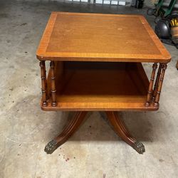 Side Table, All Wood, Claw Foot, 22”Square End Table