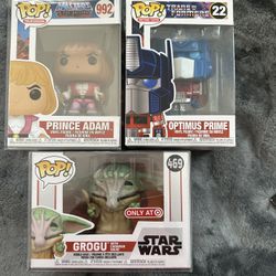 FUNKO POP LOT, HE-MAN, TRANSFORMER OPTIMUS PRIME, STAR WARS
