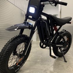 New - 52V1500W Electric E-Moto Dirt E-Bike, 37mph 20x4.0 Kenda Fat Tire, 25ah Battery