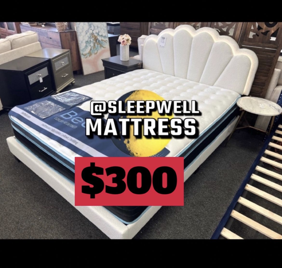 Queen Size Bed Frame With Pillow Top Mattress Included