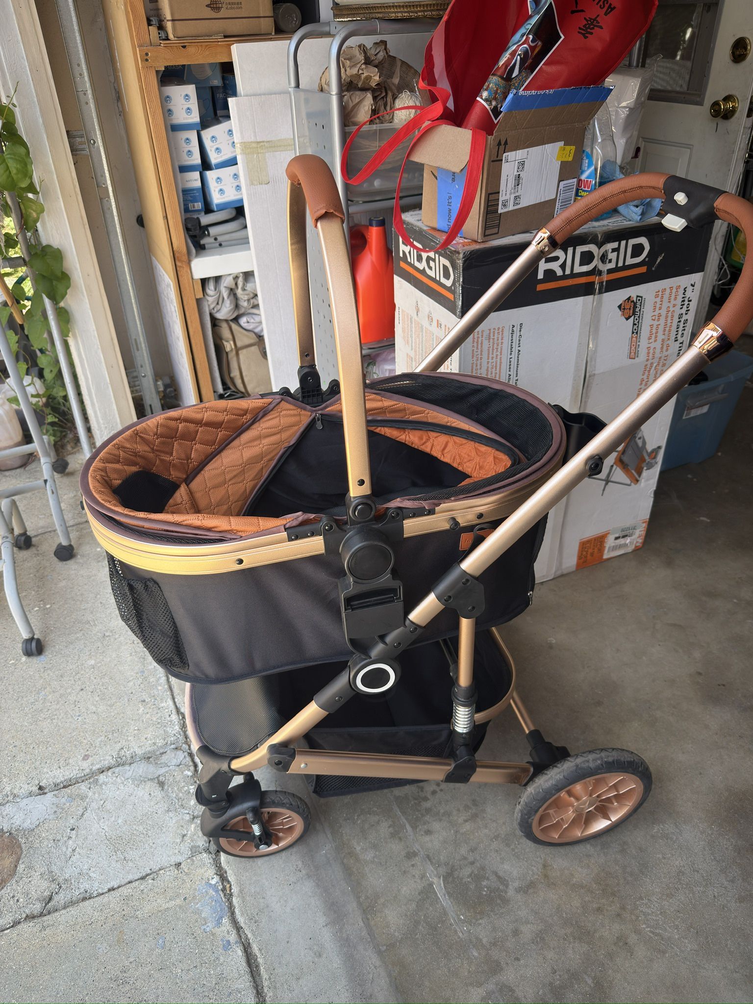 $80 Pet Stroller Premium 3-in-1 Multifunction 4wheels Dog Cat Stroller 66lb Capacity