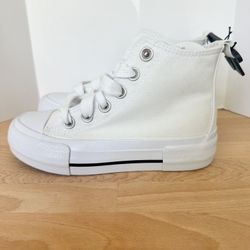Kids Girls sz 13 & 1 White Sneakers High Top Converse Style NEW Back to School Shoes