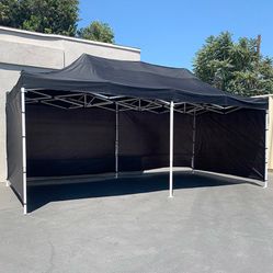 (New in box) $225 Black Heavy-Duty 10x20 ft Canopy Ez Pop Up Tent w/ 4 Sidewalls