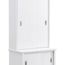 Modern Tree Hall with Storage Cabinet Shelves White New In Box