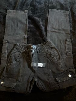 Fashionova Black Cargo Jeans with Tags