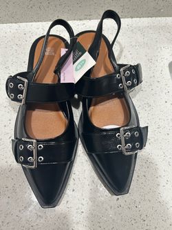 Wild Fable Black Buckle Slingback Flats Size 8.5