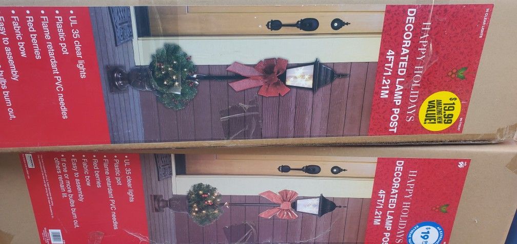 2 Happy Holidays Decorated Lamp Post- Christmas/Thanksgiving