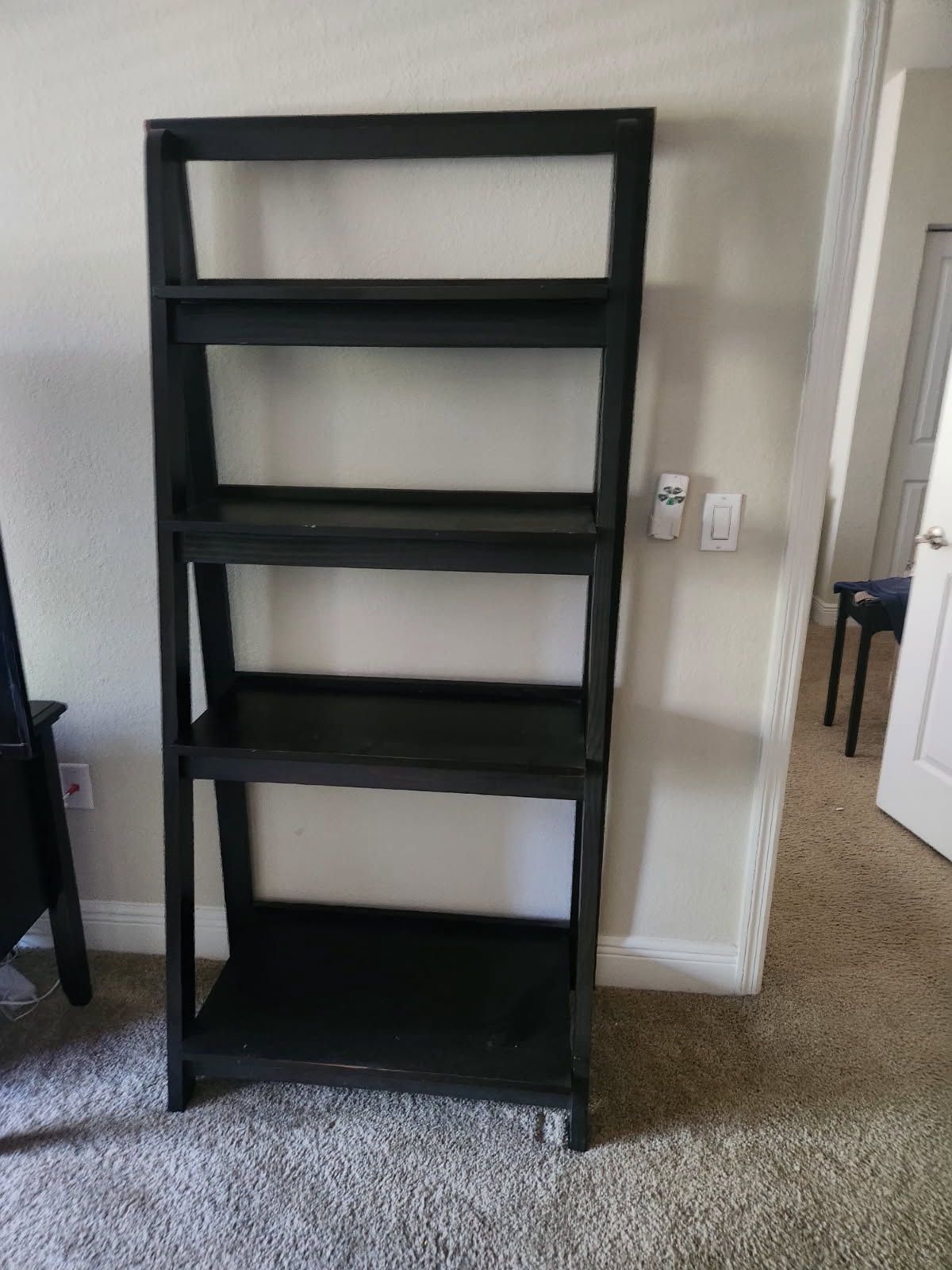 2 Black Wood Book Shelves