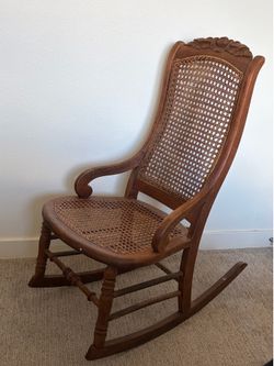 Vintage Wooden Cane Rocking Chair