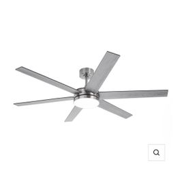 60-Inch Volga Modern DC Ceiling Fan with 6 Blades, Downrod Mount, Remote Control & LED Light