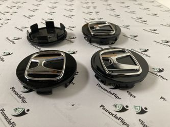  4 Honda Black Wheel Rim Center Caps Chrome Logo 69MM/2.75 Thumbnail