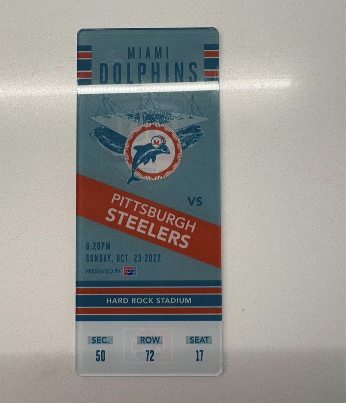 DOLPHINS COMMEMORATIVE TICKET