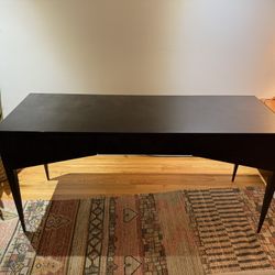 CB2 Black Spillo Desk - Burled Wood