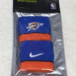 NIKE BASKETBALL “OKC THUNDER” WRISTBANDS,  with Dri-Fit Technology,    One Size Fits Most