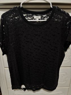 Black Floral Lace Sheer Top