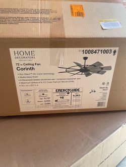 Corinth 72 in. Indoor Matte Black Ceiling Fan with DC Motor and Remote Control Included