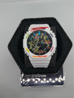 Casio G-Shock Watch White Multicolor Dial
