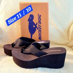 NEW Flip-Flops With Heels: Never Worn! Chocolate Brown Color. Very Comfortable, Safe, and Sturdy. Will Last for Years! Paid $40 at DSW. Size 11/10. 