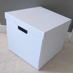 IKEA White Storage Box With Lid FJADERHARV (former Tjena)