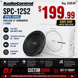 AudioControl Space Series SPC-12S2 Shallow 12" Subwoofer 2-Ohm 600 Watts 🚨 Payment Options Available 🚨 No Credit Needed 🚨