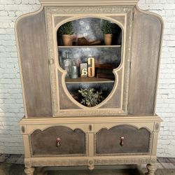 Newly Refinished Cabinet / Hutch —Solidly Built!