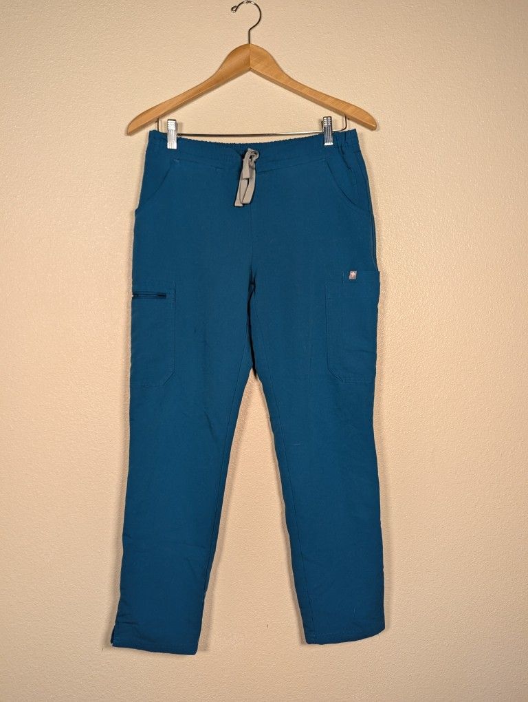 Figs Women's Teal Scrub Pants with Straight-Leg Design