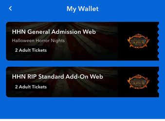 Halloween horror nights 2 tickets RIP TOUR 9/24/2026