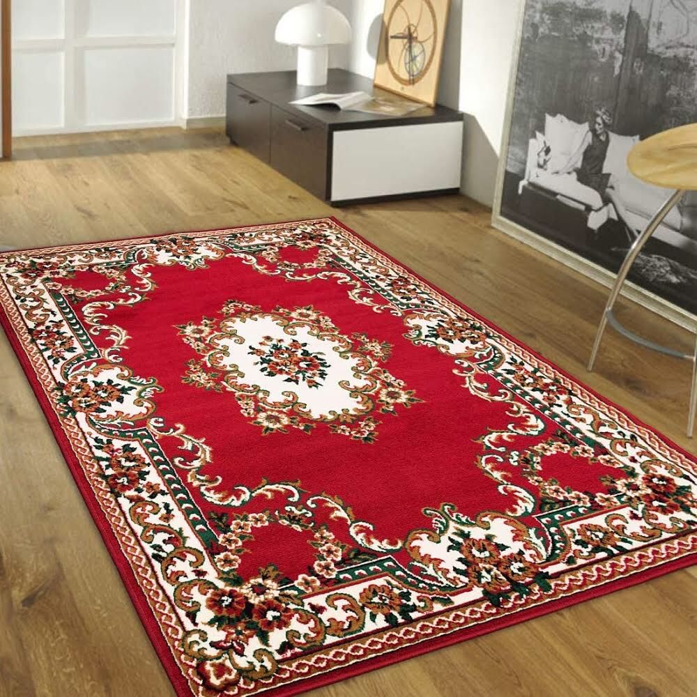 Red color Area Rug Brand New Floral Traditional Design