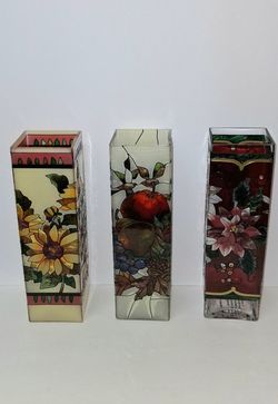 Joann BAKER DESIGN 2 FLOWERY and ONE FRUIT VASES
