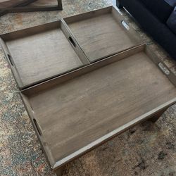 Coffee Table With Removable Serving Trays