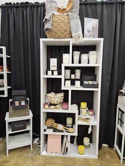 White Cube Bookshelf — Geometric Bookcase, 70.5" Tall (2 Available)