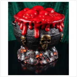 Animated Light-Up Halloween Witch Cauldron with Bubbling Blood & Skulls Prop