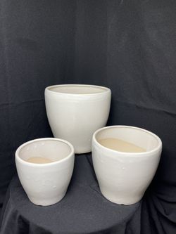 Small White Ceramic Pots-Garden Planters ,$45 set of 3