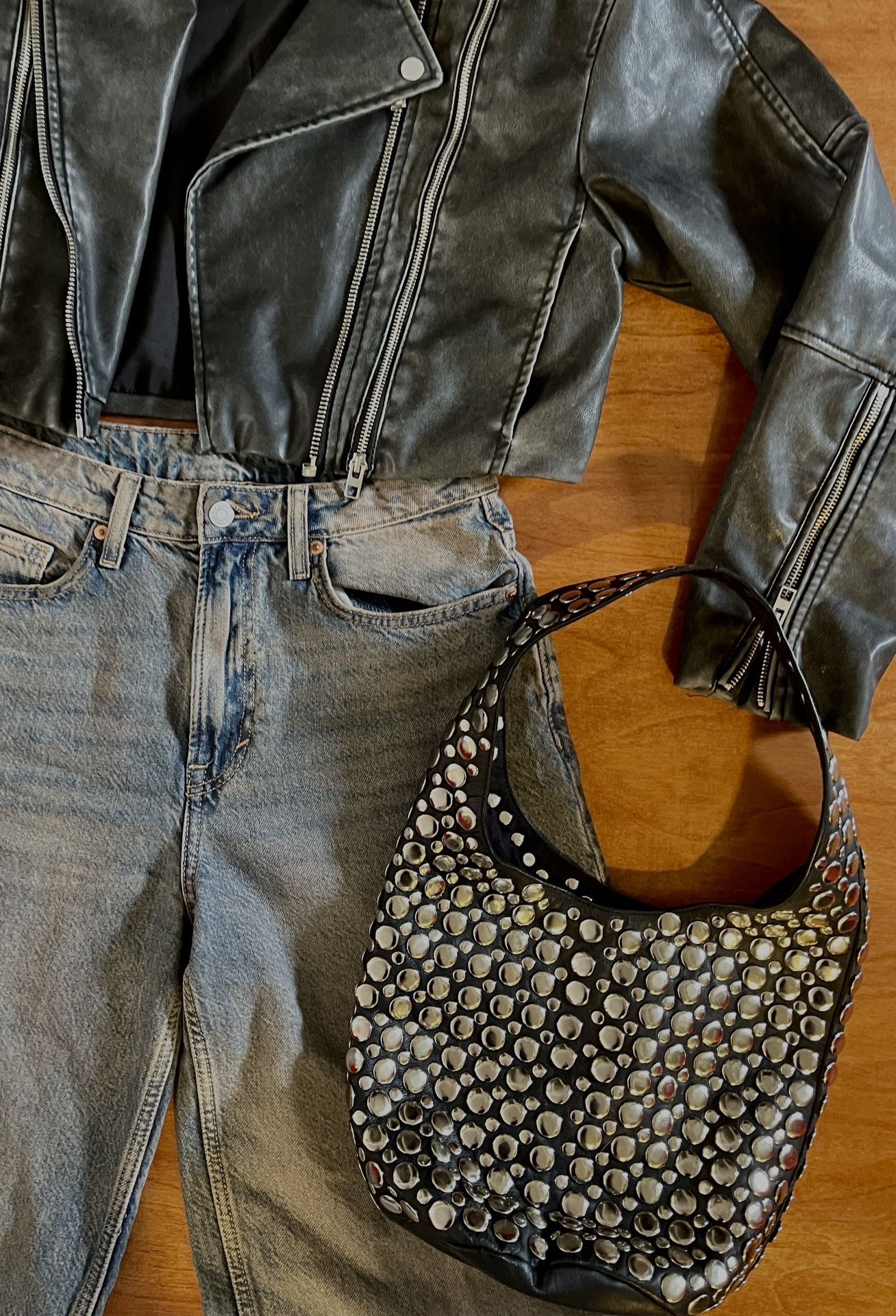 Studded Leather Shoulder Bag