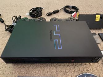 PlayStation 2 With 2 controllers and LAN ethernet adapter