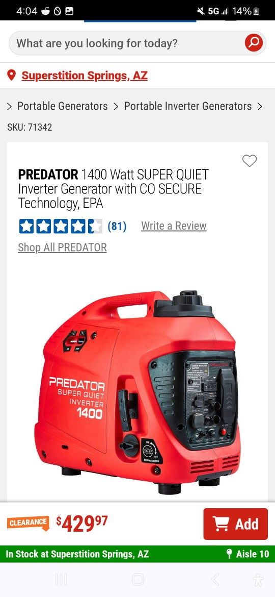 Predator 1400 Generator