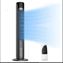 36-Inch Bladeless Oscillating Tower Fan Featuring Remote Control, 5 Speed Settings, 4 Operating Modes, Extremely Quiet at 28Db, 12-Hour Timer, And Por