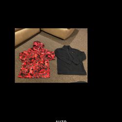 GET 2 Old Navy Fleece Pull overs Jacket w/hood Boys Large 10-12 warm EUC! 