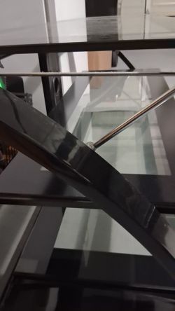 Glass Top Table with Black Metal Frame