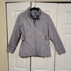 Free Country Soft Shell Jacket Fleece Lined Gray  Womens Sz S Full Zip