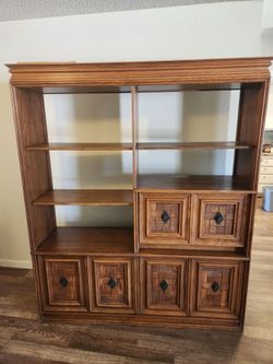 Traditional oak bookcase / entertainment center / wall unit