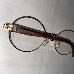 Old School Woods Gold Frame Clear Lenses 