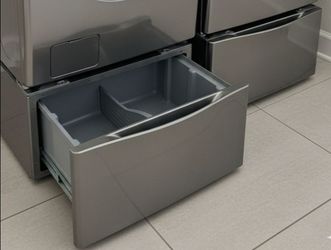 27" washer and dryer pedestals with storage stainless steel