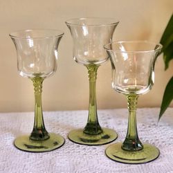 Vintage PartyLite glass stemmed candle holders. 3 set