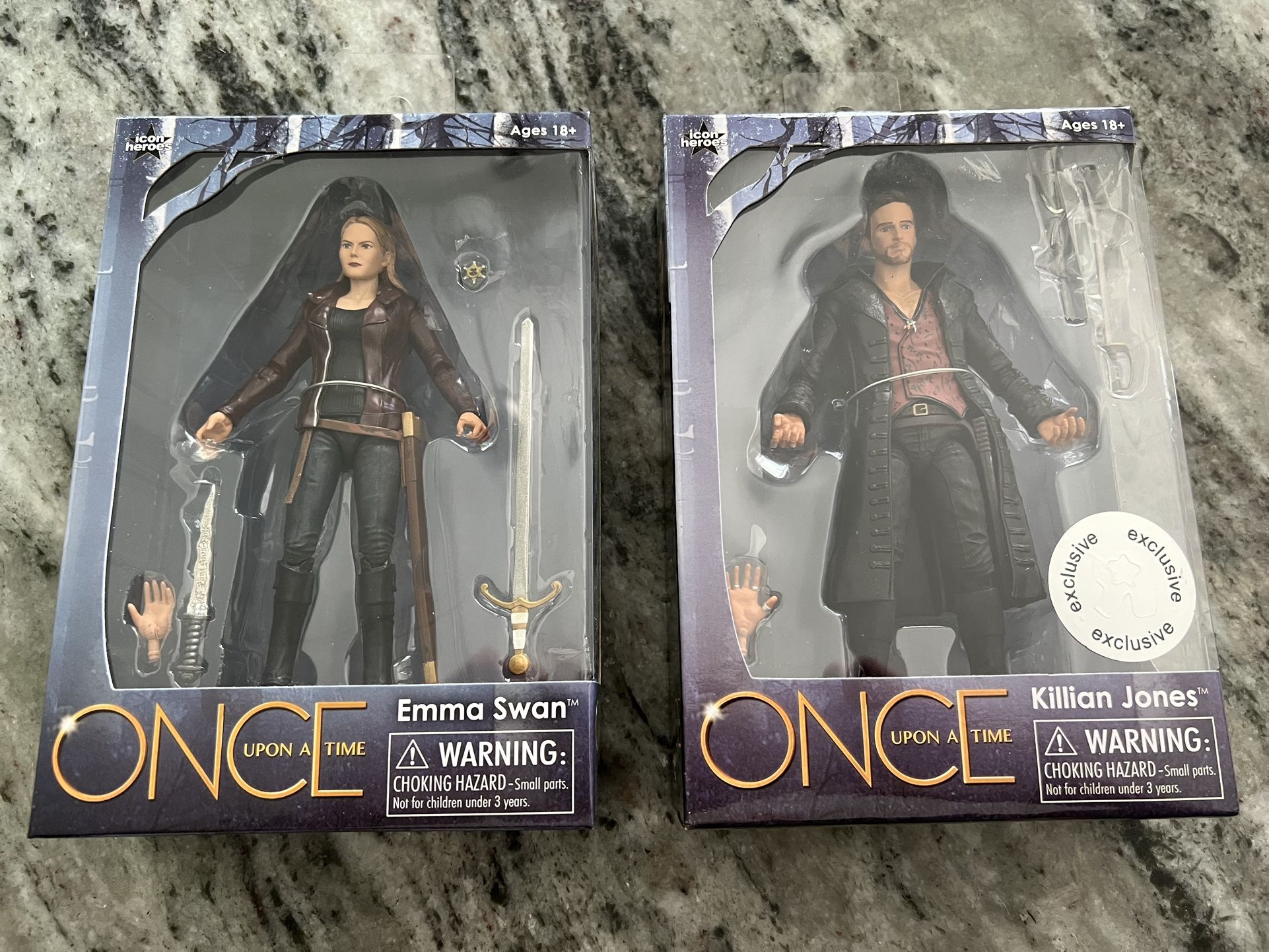 Icon Heroes Once Upon A Time. Series 1. Emma Swam and Killian Jones. New. Sealed.