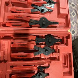 Pittsburgh 8 Pc Snap Ring Plier Set #92374 Red Hard Case Tools