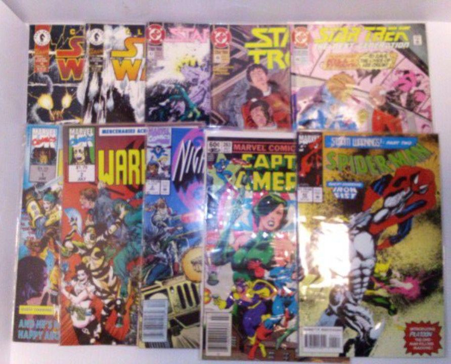 10 COMIC BOOKS Marvel Spiderman Vintage - Spider Man Superman X-Men Hulk Star Trek Wars Comics Cards Card Captain America  Nintendo 80's Collectible 