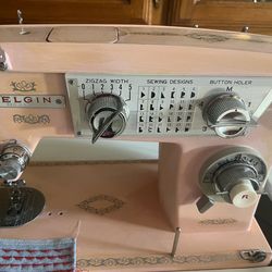 Pink Elgin  2468 vintage Sewing Machine with cams